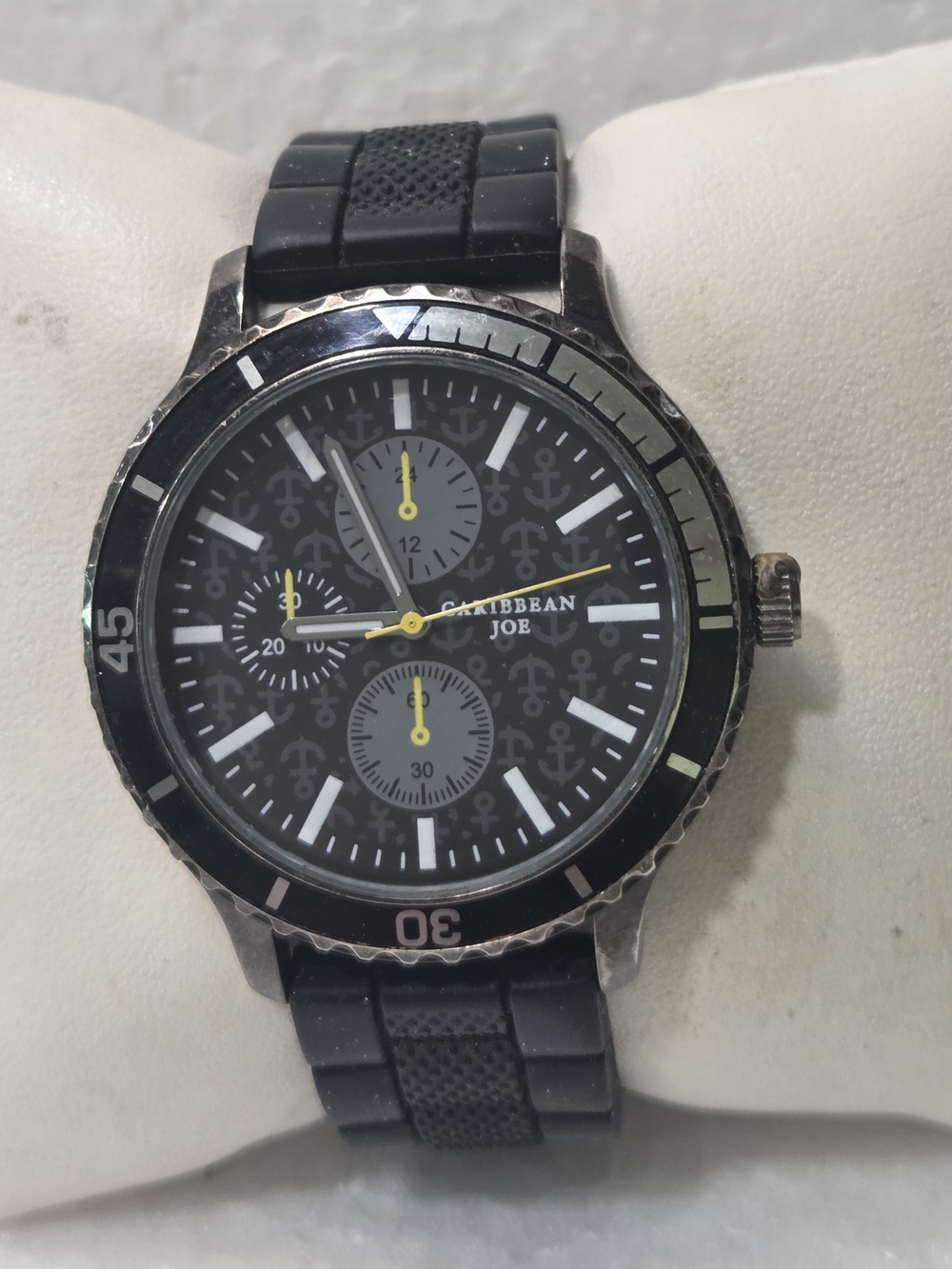 Caribbean Joe Black Silicone Strap Chronograph Watch